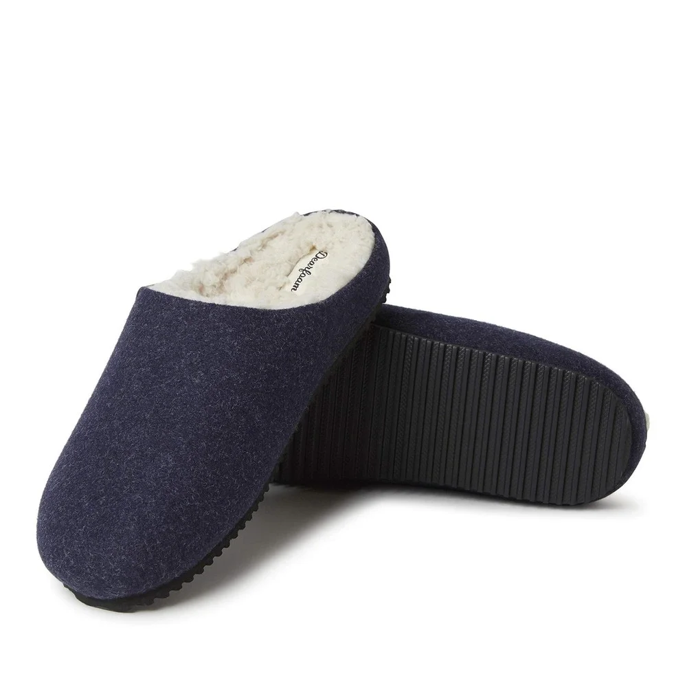 Dearfoams Men's M-(9-10) Microwool Clog with Molded Footbed Slipper Navy 30942